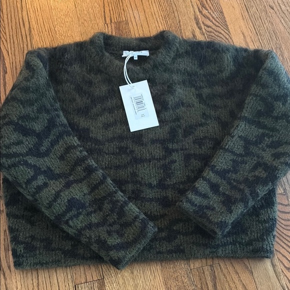Frame Denim Women’s Green and Black Crewneck Sweater